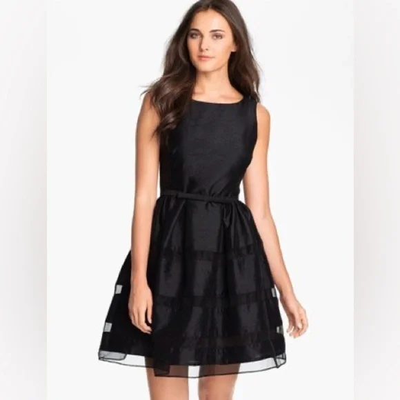 NWT Taylor Sleeveless Organza Little Black Cocktail Dress Sz 6 - Picture 5 of 13